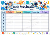 Stundenplan Weltraum zum Ausdrucken – 3 Vorlagen mit Astronauten und Raketen | Grundschule – Materialseite 3