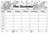 Stundenplan Weltraum zum Ausdrucken – 3 Vorlagen mit Astronauten und Raketen | Grundschule – Materialseite 4