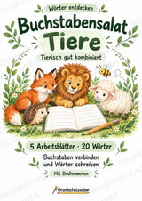 Buchstabensalat Tiere | Wörter bilden & Buchstaben ordnen | 5 Arbeitsblätter Deutsch Grundschul – Cover