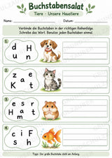 Buchstabensalat Tiere | Wörter bilden & Buchstaben ordnen | 5 Arbeitsblätter Deutsch Grundschul – Materialseite 3