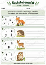 Buchstabensalat Tiere | Wörter bilden & Buchstaben ordnen | 5 Arbeitsblätter Deutsch Grundschul – Materialseite 4