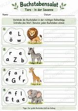 Buchstabensalat Tiere | Wörter bilden & Buchstaben ordnen | 5 Arbeitsblätter Deutsch Grundschul – Materialseite 5