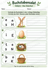 Buchstabensalat Ostern & Frühling | Wörter bilden & Osterwörter schreiben | 5 Arbeitsblätter Deutsch Grundschule – Materialseite 2