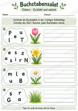 Buchstabensalat Ostern & Frühling | Wörter bilden & Osterwörter schreiben | 5 Arbeitsblätter Deutsch Grundschule – Materialseite 4