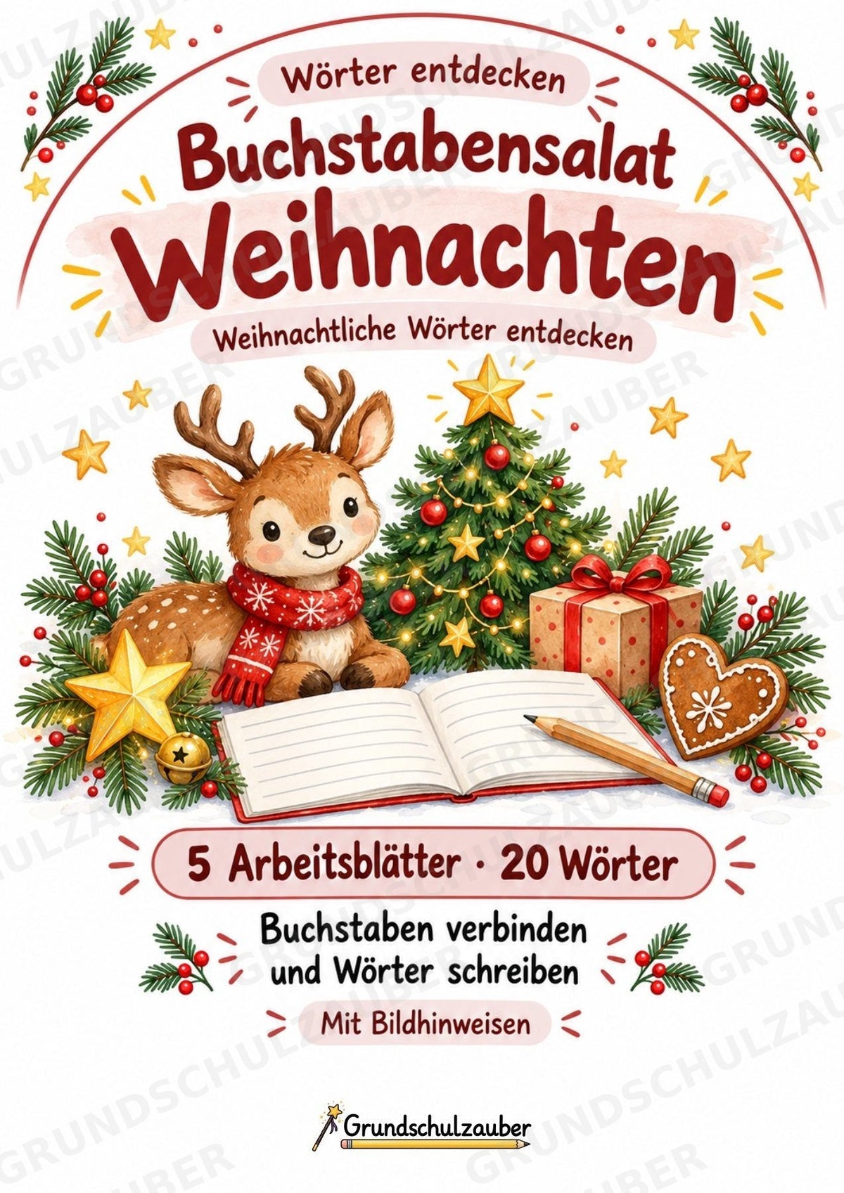 Buchstabensalat Weihnachten & Winter | Weihnachtswörter bilden | 5 Arbeitsblätter Deutsch Grundschule für den Advent – Cover