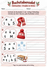 Buchstabensalat Weihnachten & Winter | Weihnachtswörter bilden | 5 Arbeitsblätter Deutsch Grundschule für den Advent – Materialseite 5