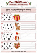 Buchstabensalat Weihnachten & Winter | Weihnachtswörter bilden | 5 Arbeitsblätter Deutsch Grundschule für den Advent – Materialseite 6