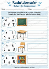 Buchstabensalat Schule & Schulsachen | Schulwortschatz üben & Wörter bilden | 5 Arbeitsblätter Deutsch und DaZ Grundschule – Materialseite 4
