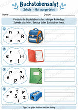 Buchstabensalat Schule & Schulsachen | Schulwortschatz üben & Wörter bilden | 5 Arbeitsblätter Deutsch und DaZ Grundschule – Materialseite 5