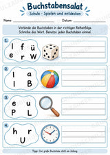 Buchstabensalat Schule & Schulsachen | Schulwortschatz üben & Wörter bilden | 5 Arbeitsblätter Deutsch und DaZ Grundschule – Materialseite 6