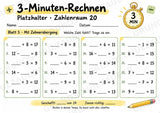 Titel: 3-Minuten-Rechnen Platzhalter bis 20 | Ergänzungsaufgaben Plus und Minus | 10 Arbeitsblätter Kopfrechnen Grundschule – Materialseite 6