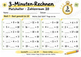 Titel: 3-Minuten-Rechnen Platzhalter bis 20 | Ergänzungsaufgaben Plus und Minus | 10 Arbeitsblätter Kopfrechnen Grundschule – Materialseite 8