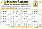 3-Minuten-Rechnen im Zahlenraum 20 | Addition & Subtraktion, Kopfrechnen – 10 Mathe-Arbeitsblätter für Klasse 1–2 – Materialseite 4