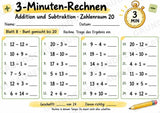 3-Minuten-Rechnen im Zahlenraum 20 | Addition & Subtraktion, Kopfrechnen – 10 Mathe-Arbeitsblätter für Klasse 1–2 – Materialseite 9