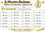 3-Minuten-Rechnen im Zahlenraum 20 | Addition & Subtraktion, Kopfrechnen – 10 Mathe-Arbeitsblätter für Klasse 1–2 – Materialseite 10