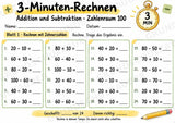 3-Minuten-Rechnen im Zahlenraum 100 | Addition & Subtraktion, Kopfrechnen – 10 Mathe-Arbeitsblätter für Klasse 2 – Materialseite 2