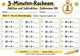 3-Minuten-Rechnen im Zahlenraum 100 | Addition & Subtraktion, Kopfrechnen – 10 Mathe-Arbeitsblätter für Klasse 2 – Materialseite 5