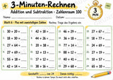 3-Minuten-Rechnen im Zahlenraum 100 | Addition & Subtraktion, Kopfrechnen – 10 Mathe-Arbeitsblätter für Klasse 2 – Materialseite 7