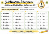 3-Minuten-Rechnen im Zahlenraum 100 | Addition & Subtraktion, Kopfrechnen – 10 Mathe-Arbeitsblätter für Klasse 2 – Materialseite 10