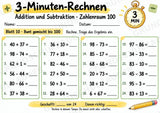 3-Minuten-Rechnen im Zahlenraum 100 | Addition & Subtraktion, Kopfrechnen – 10 Mathe-Arbeitsblätter für Klasse 2 – Materialseite 11