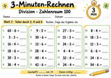 3-Minuten-Rechnen: Division im Zahlenraum 100 | Teilen ohne Rest – 10 Arbeitsblätter für Klasse 2–3 – Materialseite 3