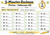3-Minuten-Rechnen: Division im Zahlenraum 100 | Teilen ohne Rest – 10 Arbeitsblätter für Klasse 2–3 – Materialseite 6