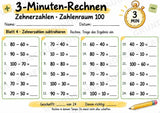 3-Minuten-Rechnen: Zehnerzahlen im Zahlenraum 100 | Addition & Subtraktion, Kopfrechnen – 10 Mathe-Arbeitsblätter, Klasse 2 – Materialseite 5