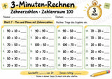 3-Minuten-Rechnen: Zehnerzahlen im Zahlenraum 100 | Addition & Subtraktion, Kopfrechnen – 10 Mathe-Arbeitsblätter, Klasse 2 – Materialseite 8