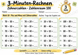 3-Minuten-Rechnen: Zehnerzahlen im Zahlenraum 100 | Addition & Subtraktion, Kopfrechnen – 10 Mathe-Arbeitsblätter, Klasse 2 – Materialseite 11