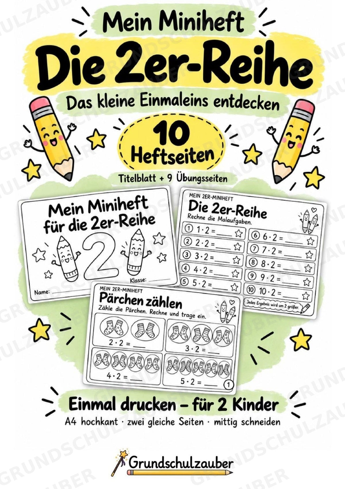 Miniheft 2er-Reihe – Kleines Einmaleins üben | 10 Heftseiten, Klasse 2, Kopiervorlagen für 2 Kinder – Cover
