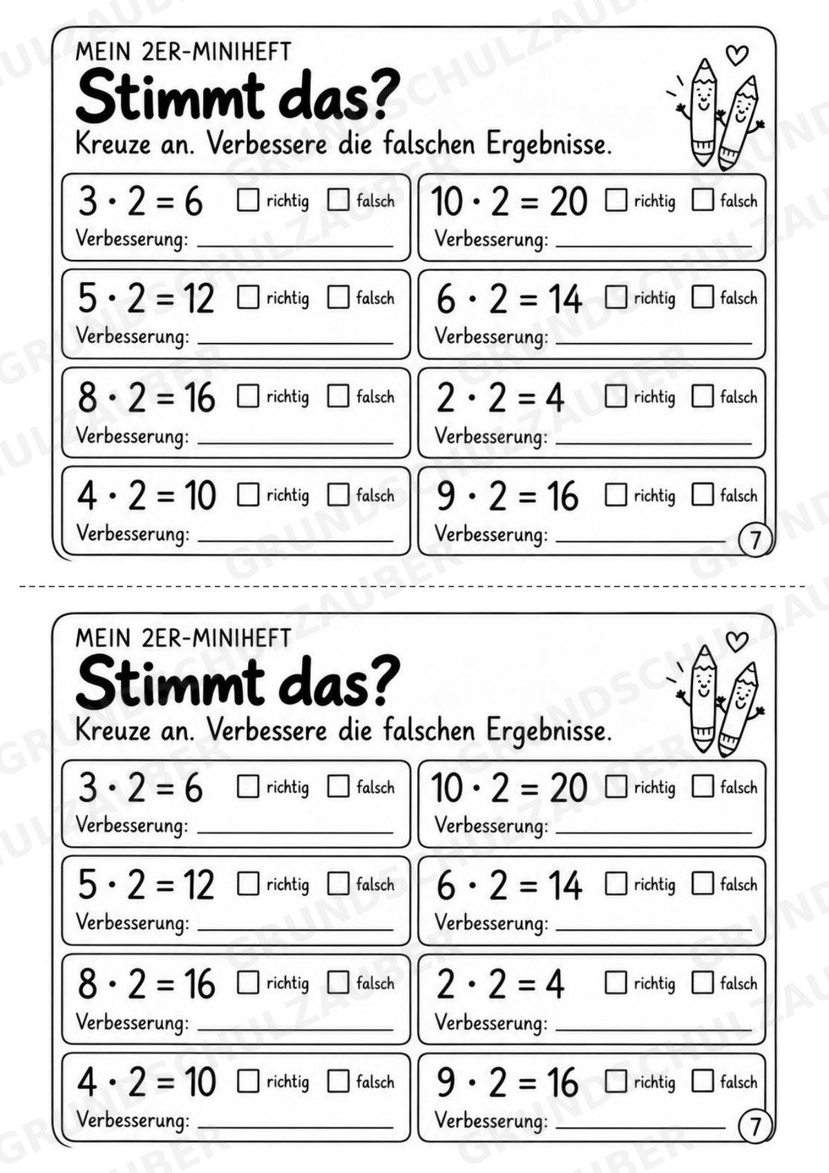 Miniheft 2er-Reihe – Kleines Einmaleins üben | 10 Heftseiten, Klasse 2, Kopiervorlagen für 2 Kinder – Materialseite 9