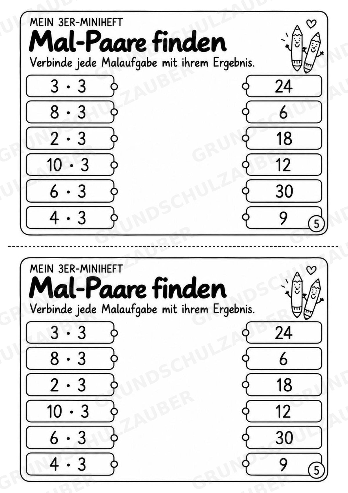 Miniheft 3er-Reihe – Einmaleins üben, Multiplikation & Malaufgaben | Mathematik Klasse 2 | 10 Heftseiten – Materialseite 7
