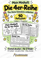 4er-Reihe üben | Einmaleins-Miniheft mit Arbeitsblättern zur Multiplikation | Mathe Klasse 2 – Cover