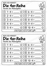 4er-Reihe üben | Einmaleins-Miniheft mit Arbeitsblättern zur Multiplikation | Mathe Klasse 2 – Materialseite 6