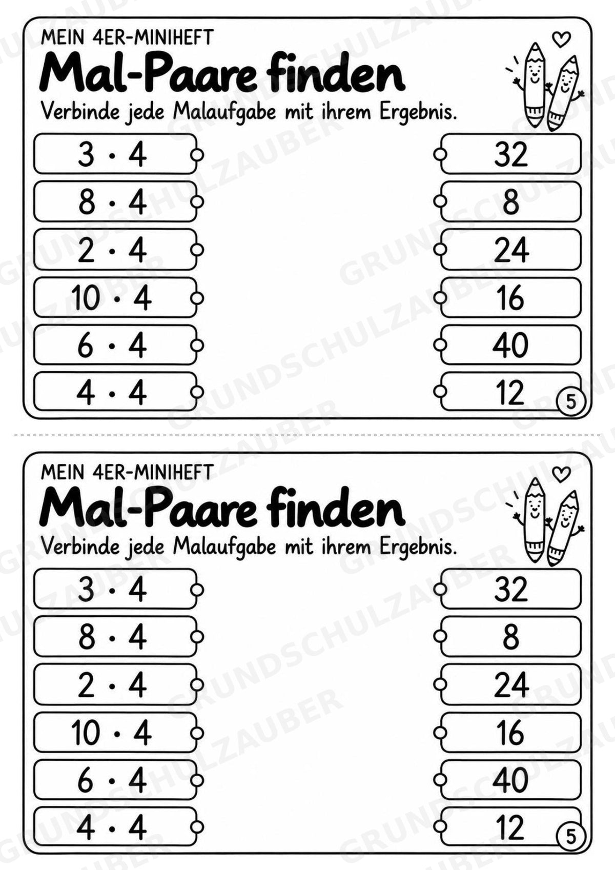 4er-Reihe üben | Einmaleins-Miniheft mit Arbeitsblättern zur Multiplikation | Mathe Klasse 2 – Materialseite 7