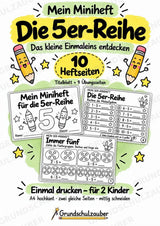 5er-Reihe üben | Einmaleins-Miniheft mit Arbeitsblättern zur Multiplikation | Mathe Klasse 2 – Cover
