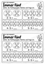 5er-Reihe üben | Einmaleins-Miniheft mit Arbeitsblättern zur Multiplikation | Mathe Klasse 2 – Materialseite 3
