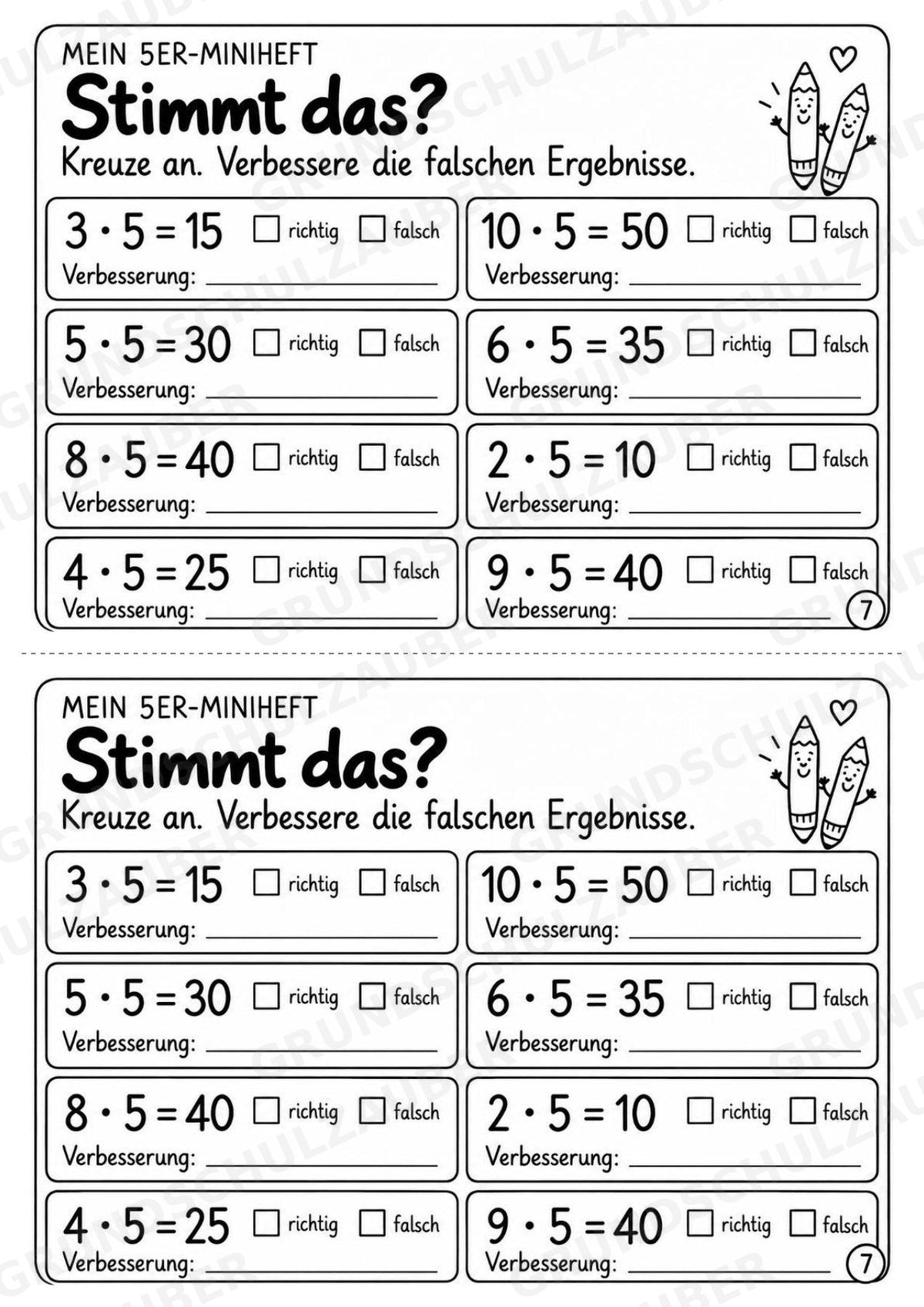 5er-Reihe üben | Einmaleins-Miniheft mit Arbeitsblättern zur Multiplikation | Mathe Klasse 2 – Materialseite 9