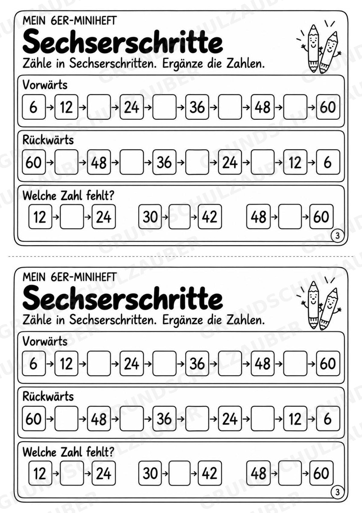 Miniheft 6er-Reihe – Einmaleins üben mit Malaufgaben & Rechengeschichten | Mathe Klasse 2 | 10 Heftseiten – Materialseite 5