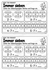 Miniheft 7er-Reihe – Einmaleins üben mit Malaufgaben & Rechengeschichten | Mathe Klasse 2 | 10 Heftseiten – Materialseite 3