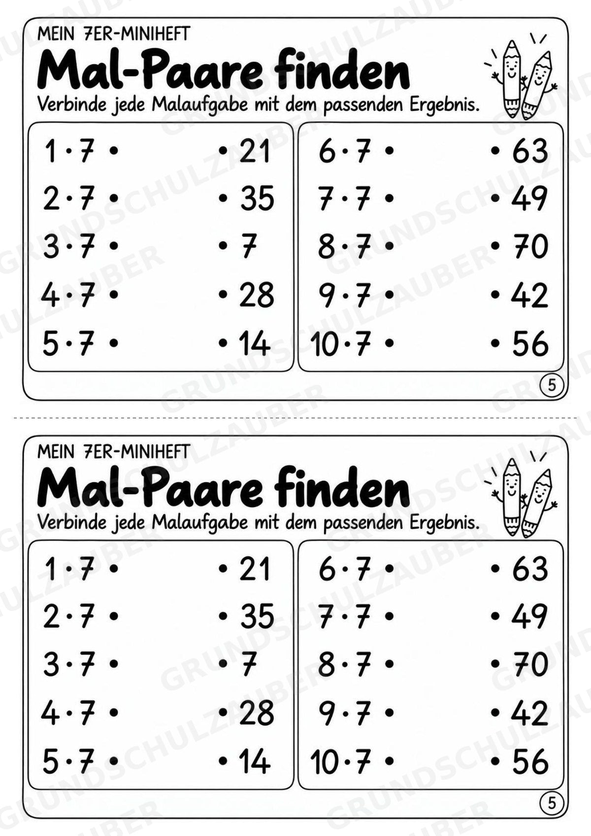 Miniheft 7er-Reihe – Einmaleins üben mit Malaufgaben & Rechengeschichten | Mathe Klasse 2 | 10 Heftseiten – Materialseite 7