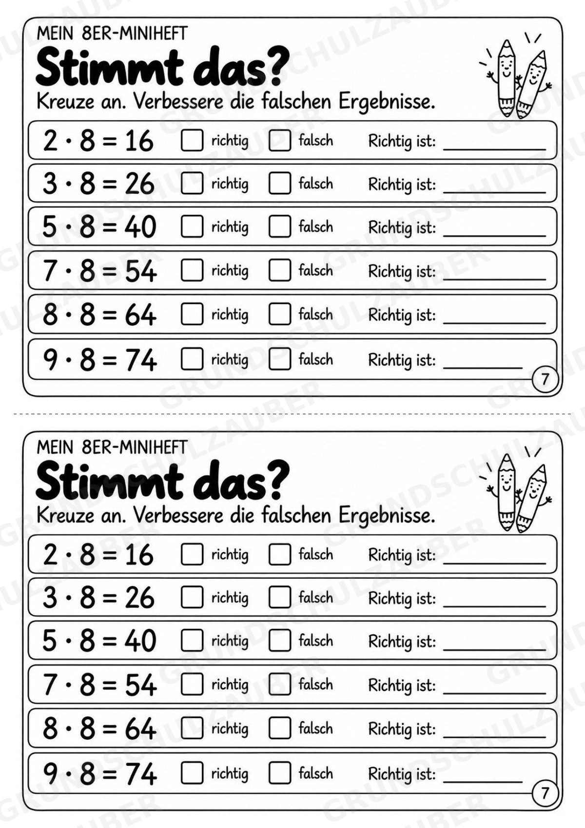 Miniheft 8er-Reihe – Einmaleins üben mit Malaufgaben & Rechengeschichten | Mathe Klasse 2 | 10 Heftseiten – Materialseite 9