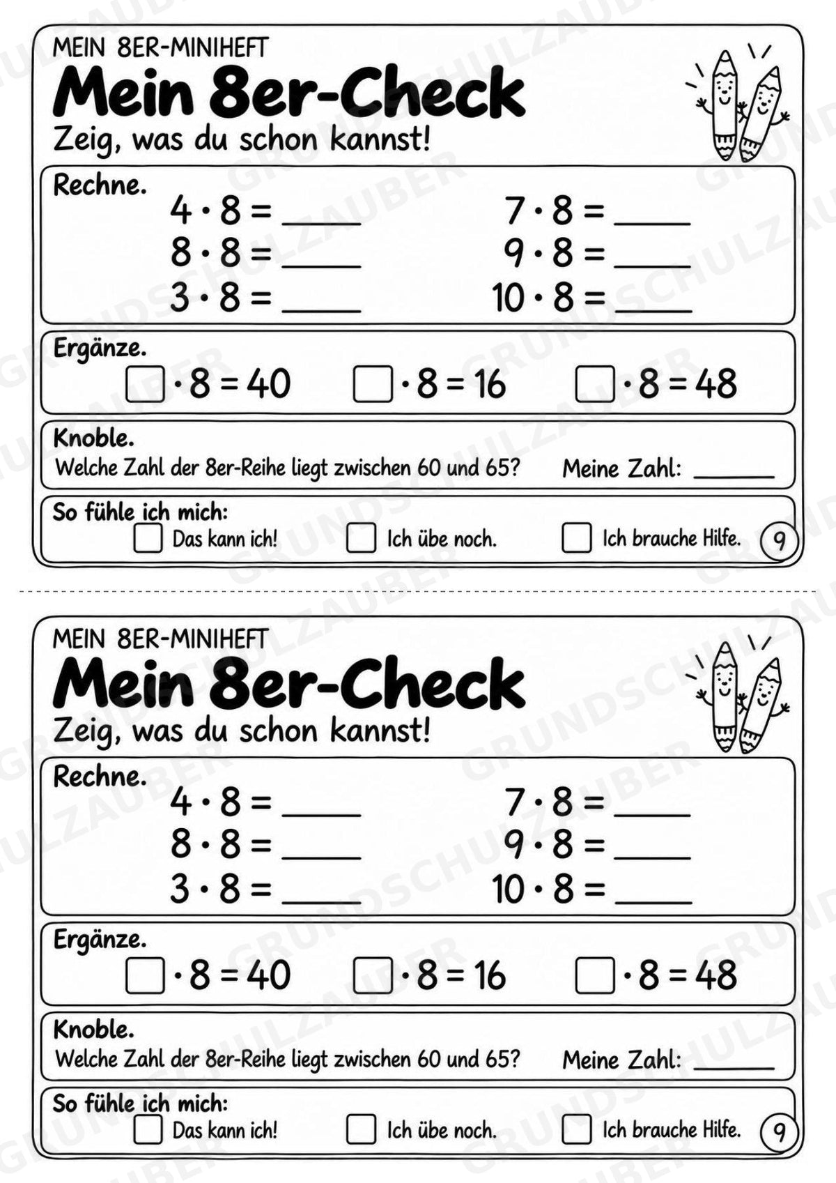 Miniheft 8er-Reihe – Einmaleins üben mit Malaufgaben & Rechengeschichten | Mathe Klasse 2 | 10 Heftseiten – Materialseite 11