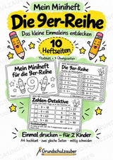 Miniheft 9er-Reihe – Einmaleins üben mit Malaufgaben & Rechengeschichten | Mathe Klasse 2 | 10 Heftseiten – Cover
