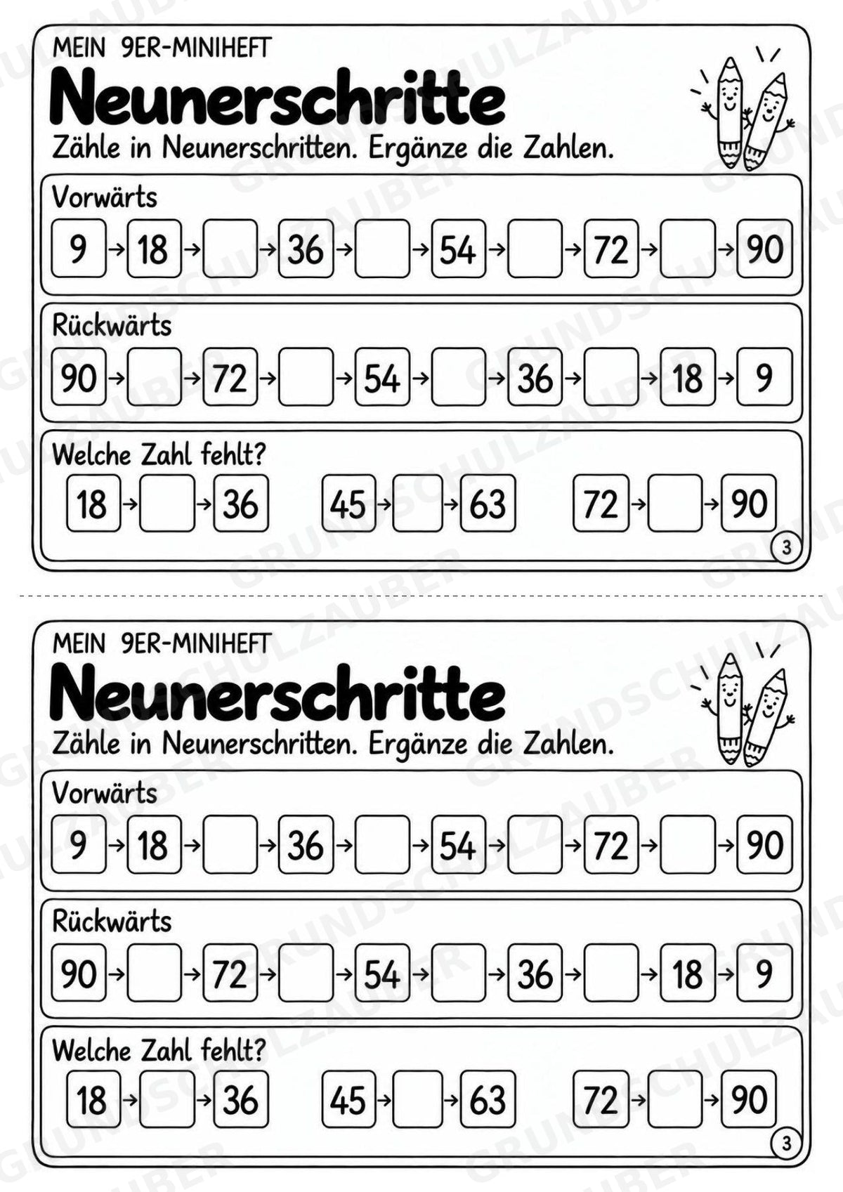 Miniheft 9er-Reihe – Einmaleins üben mit Malaufgaben & Rechengeschichten | Mathe Klasse 2 | 10 Heftseiten – Materialseite 5