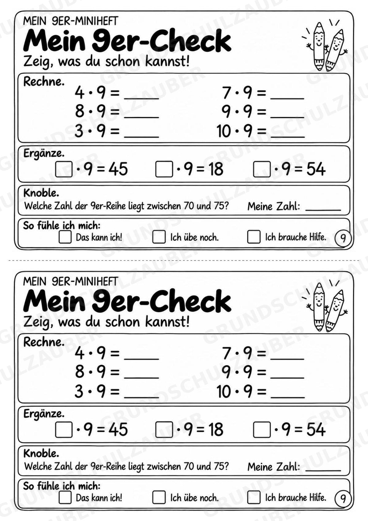 Miniheft 9er-Reihe – Einmaleins üben mit Malaufgaben & Rechengeschichten | Mathe Klasse 2 | 10 Heftseiten – Materialseite 11
