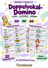 Doppelvokale aa, ee, oo – Domino mit 20 Karten | Lesespiel & Rechtschreibung | Deutsch Klasse 2–3 – Cover