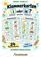 Klammerkarten i oder ie – 24 Bildkarten zur Rechtschreibung | Dehnungs-ie üben | Deutsch Klasse 2–3 – Cover