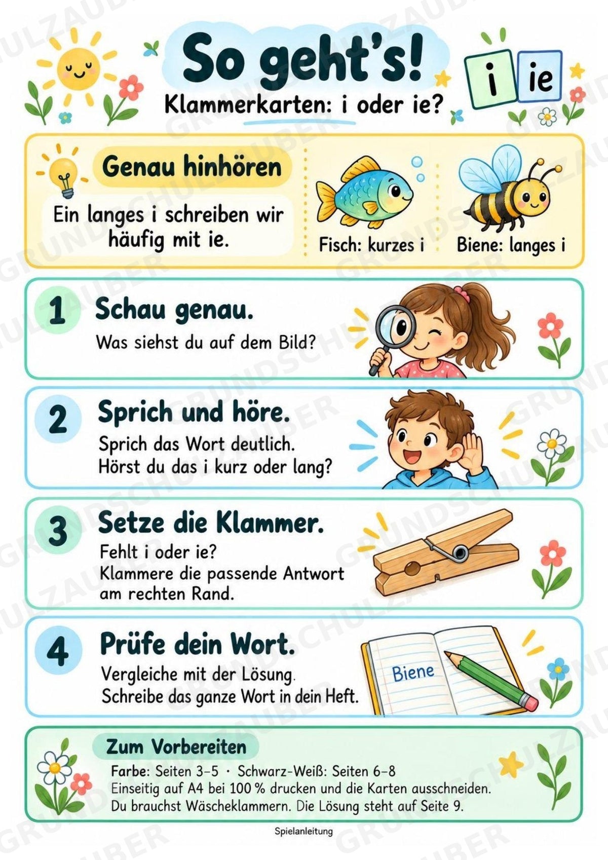 Klammerkarten i oder ie – 24 Bildkarten zur Rechtschreibung | Dehnungs-ie üben | Deutsch Klasse 2–3 – Materialseite 2