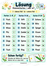 Klammerkarten i oder ie – 24 Bildkarten zur Rechtschreibung | Dehnungs-ie üben | Deutsch Klasse 2–3 – Materialseite 9